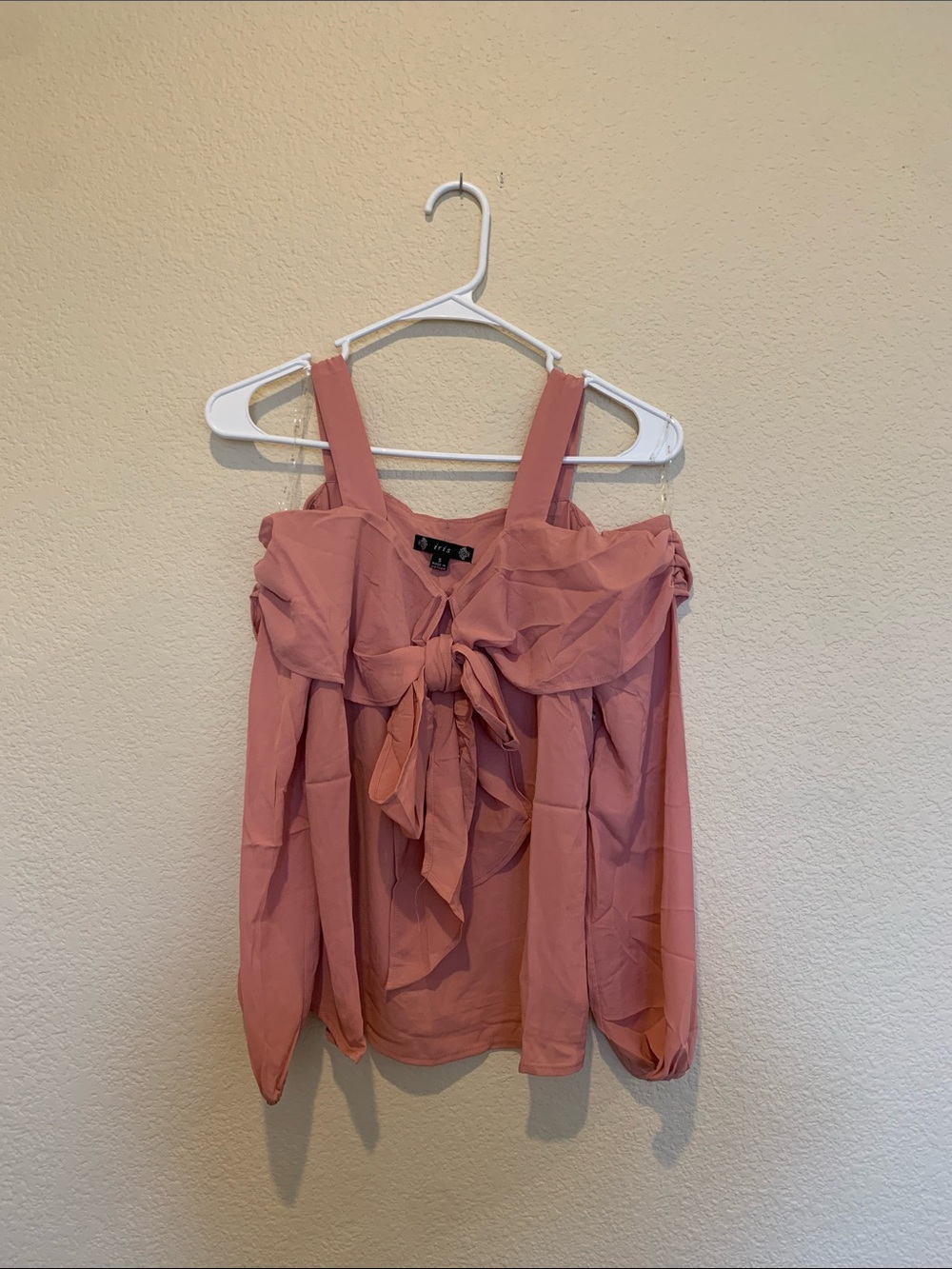 iris Mauve Pink Cold-Shoulder Tie-Front Blouse NWT